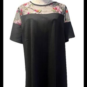 Say What? Black Embroidered Illusion Dress Women’s Size 2X